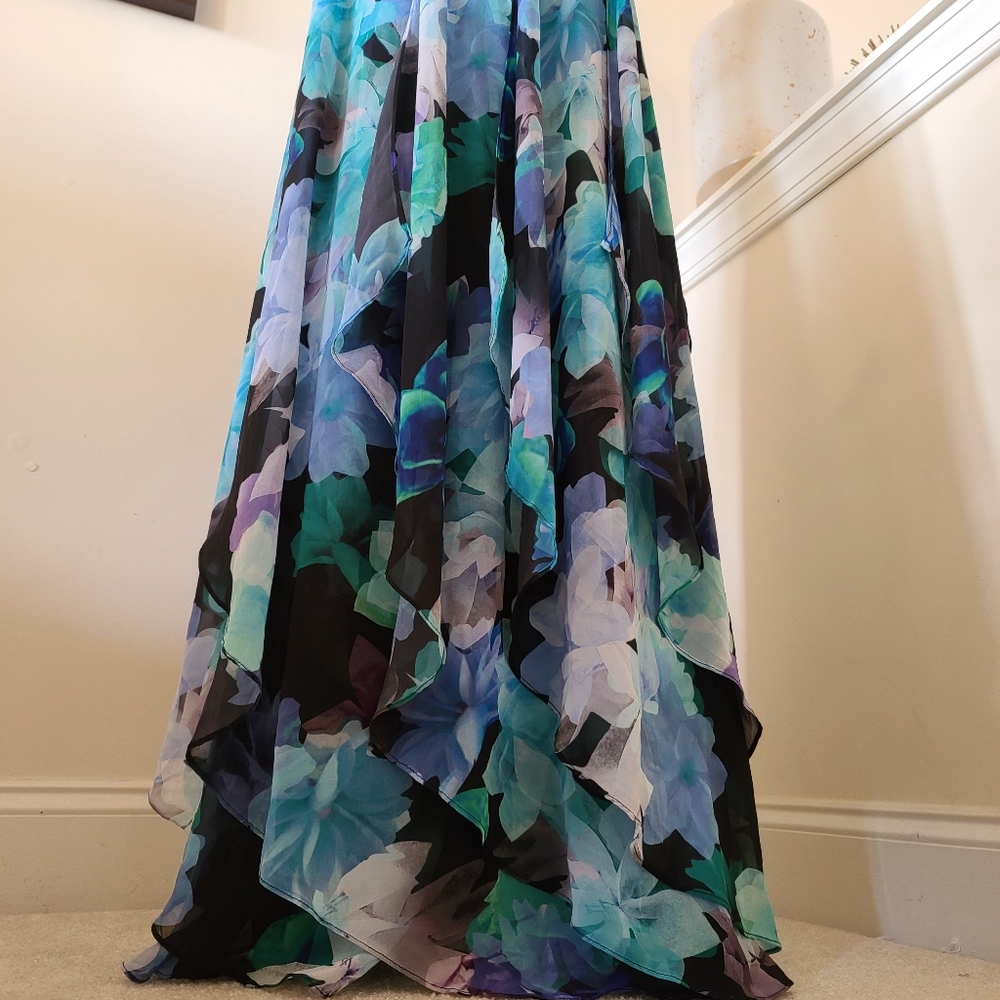 🔥 Aqua Tropical Layered Formal Dress - Picture 10 of 13